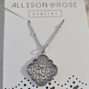 Allison Rose Atelier Silver Plated Pendant Necklace 17.5in Chain & Extender New